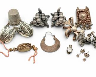 Sterling Silver Earrings, Thimble, More 37g Total