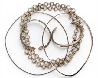 Heavy Sterling Silver Chain With Cuffs Choker Necklaces 124g total
