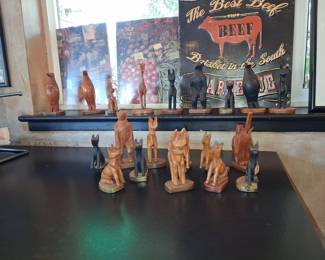 Lot of Hand-Carved Wooden African Animal Figurines