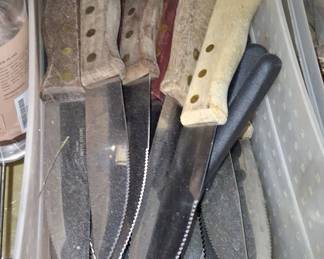 Lot of Vintage Steak Knives with Wooden Handles