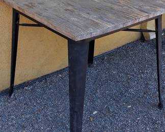 Industrial Cafe Table with Tapered Metal Legs