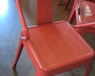 Industrial Style Metal Dining Chairs and Farmhouse Table