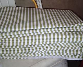 Olive Green and White Striped Fabric Bolt