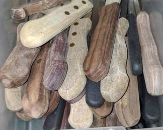 Assorted Vintage Kitchen Knives with Wooden Handles