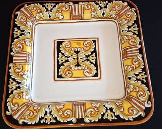 Italian Ceramic Square Platter by Deruta