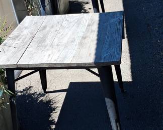 Flash Furniture Toby 31.5" Square Black Metal Indoor Table with Walnut Rustic Wood Top