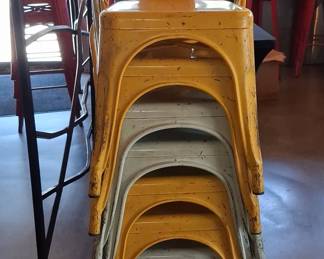 Tolix Style Metal Stacking Chairs - Set of 4