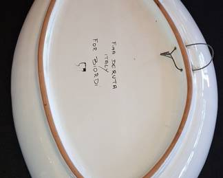 Italian Ceramic Fish Platter with Roosters - Fina Deruta