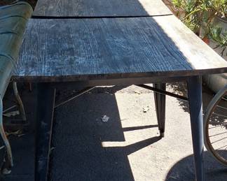 Industrial Style Wooden Dining Table with Metal Frame