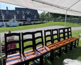 8 Ladder back wood chairs