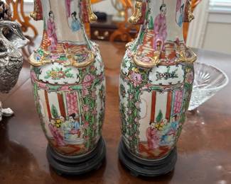 Chinese Rose Medallion porcelain vases from the late 19th century