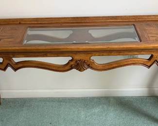 Wooden Couch table with glass insert