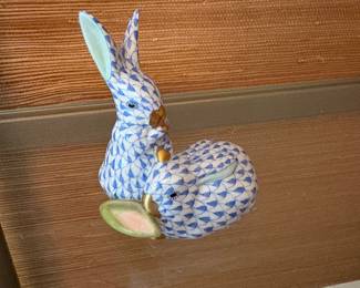 Herend Blue Fishnet Bunny