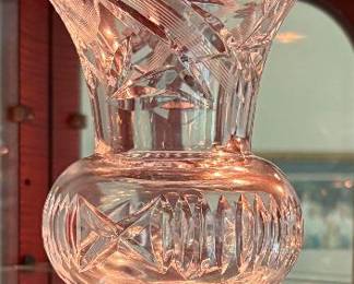 Vintage Crystal Vase, Floral Pattern with 3 Feet