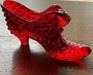 Vintage Fenton Glass Ruby Red “Cat Head” Hob Nail Pattern Pre 1970