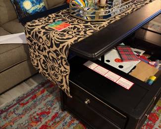 Inside of lift top coffee table.
