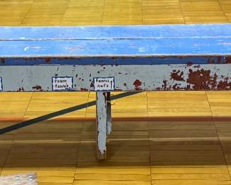 An amazing chippy painted OLD gym bench!