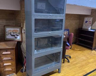 Vintage glass front metal book case