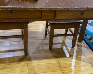 Adorable very OLD wooden petite desk and chairs