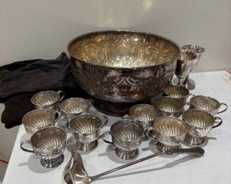 Silver plated punch bowl