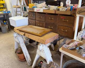 antique drawers and garage tools