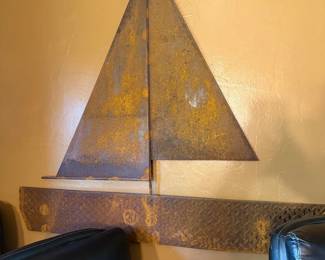 metal sail boat art