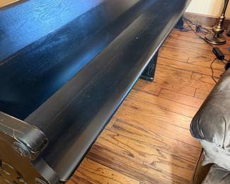 long old church pew painted black