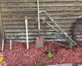 shovels pick axe, plow
