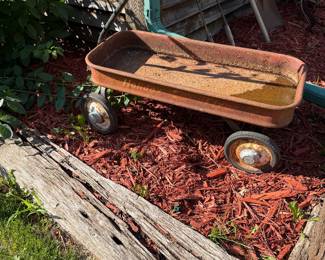rusty garden wagon