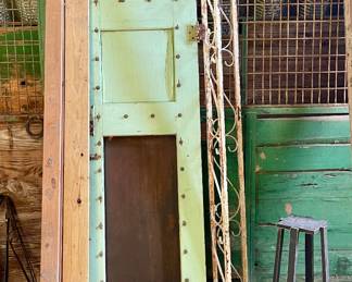 OLD WOOD DOOR, WROUGHT IRON DECOR