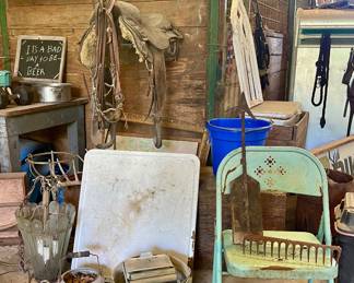 VINTAGE METAL CHAIR, VINTAGE SADDLE