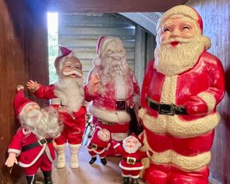VINTAGE SANTAS FIGURES, VINTAGE BLOW MOLD SANTAS
