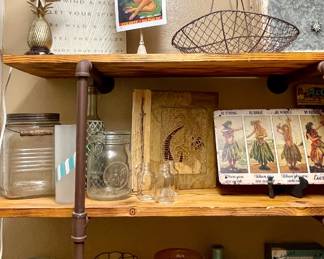 METAL SIGNS, COFFEE JAR