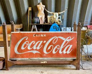 VINTAGE METAL COCA COLA SIGN, MANNEQUINN