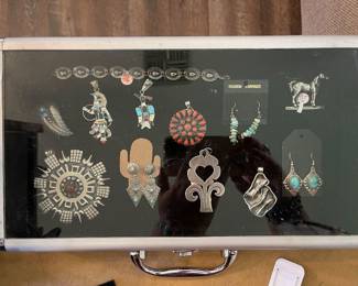 STERLING SILVER AND TURQUOISE JEWELRY-SOME NATIVE AMERICAN, VINTAGE TAXCO  JEWELRY