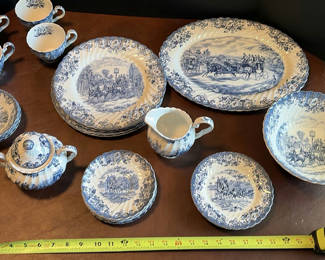 Lot 82: Blue and White Transferware Dinnerware Set