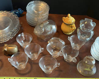 Lot 84: Assorted Glass Dinnerware and Decorative Items