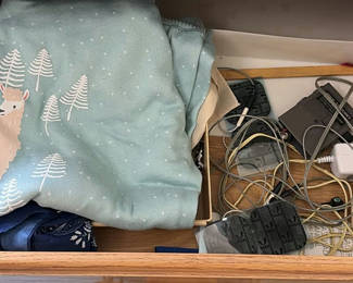 Lot 44: Clothing Items and Electronic Cables