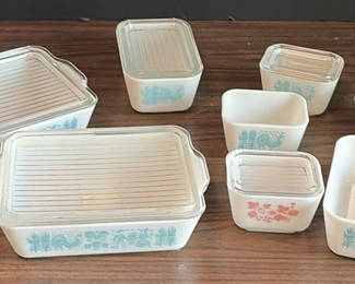 Lot 17: Vintage Milk Glass Food Storage Containers with Lids