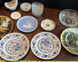 Lot 94: Assorted Decorative Plates, Glass Bowls, and Ceramic Pieces