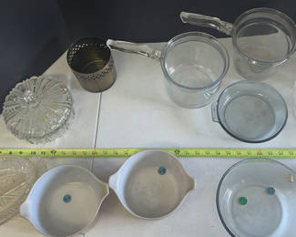 Lot 125: Assorted Glassware and Kitchen Serving Pieces