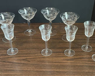 Lot 16: Etched Stemware Glass Set
