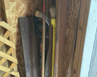 Lot 161: Assorted Yard Tools and Lumber Boards