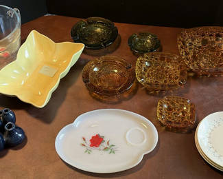 Lot 92: Assorted Glass and Ceramic Serveware and Decorative Pieces
