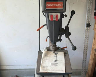 Lot 205: Sears Craftsman 15-1/2 Inch Drill Press with Pipe Clamps and Manual