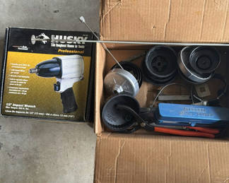 Lot 202: Husky Professional 1/2 Inch Impact Wrench and Assorted Automotive Tools