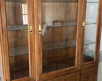 Lot 11: Wood Display Cabinet with Glass Shelves and Storage Drawers