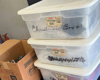 Lot 109: Christmas Holiday Decorations and Storage Bins