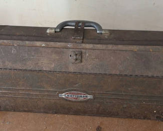 Lot 214: Craftsman Metal Toolbox with Assorted Hardware and Hammers