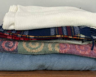 Lot 41: Blankets, Stafford Crew Neck T-Shirts, and Van Heusen Dress Shirt
